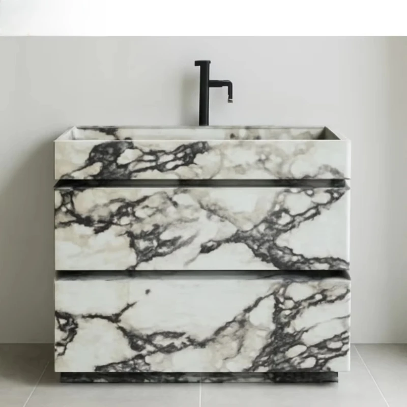 

Modern purple Caracatta viola marble dresser waterproof sealed natural stone sink square hotel bathroom face wash stone