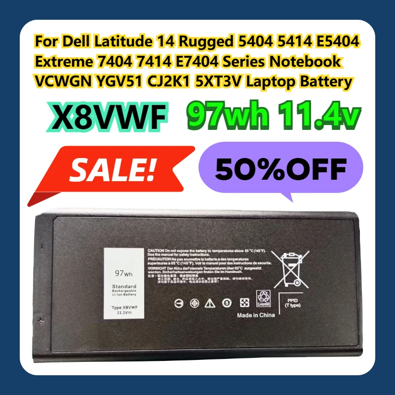

Прочный аккумулятор для ноутбука Dell Latitude 14, 5404 5414 E5404 Extreme 7404 7414 E7404 VCWGN YGV51 CJ2K1 5XT3V X8VWF