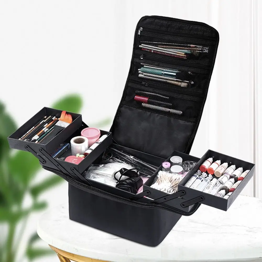 

Multi-layer Makeup Carrying Case Portable Waterproof Large Capacity Cosmetic Bag Wear-resistant Detachable