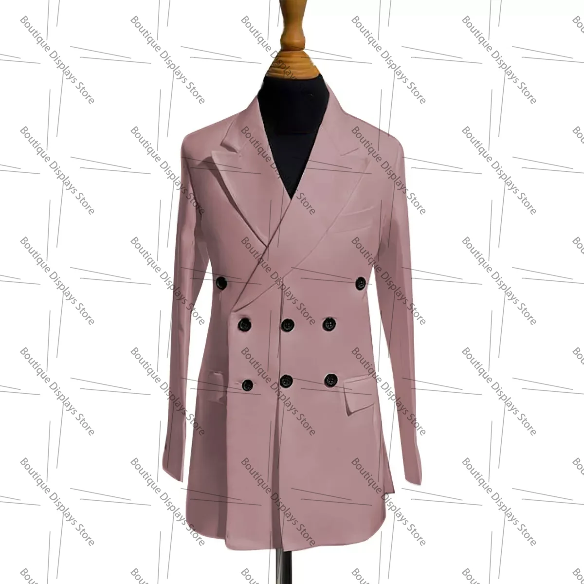 Hot-selling Three-Button Men Long Jacket Peaked Lapel Blazer Business Party Prom Custom Made Only Coat