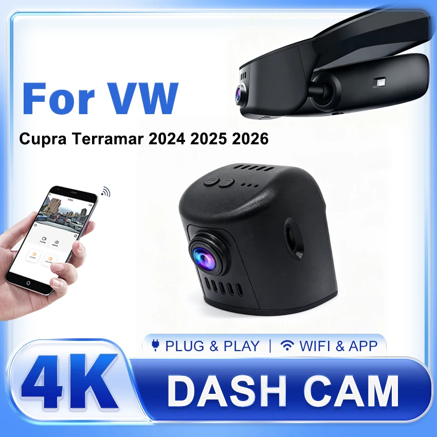 For Cupra Terramar 2024 2025 2026 Front and Rear 4K Dash Cam for Car Camera Recorder Dashcam WIFI Car Dvr Recording Devices