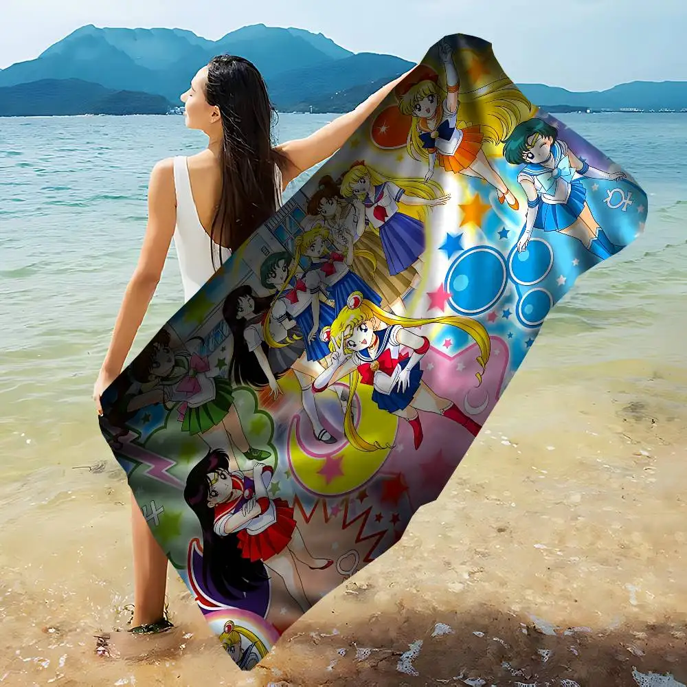 Magical Girl Anime S-Sailor M-Moon Bath Towel Microfiber Soft Water Absorbing Breathable For Girl Kids Decorative Cartoon Towel