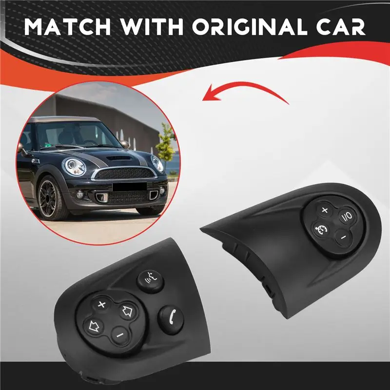 A65P-2Pcs Steering Wheel Multifunction Control Switch Cover For MINI Cooper R55 R56 R57 R58 R59 R60 R61