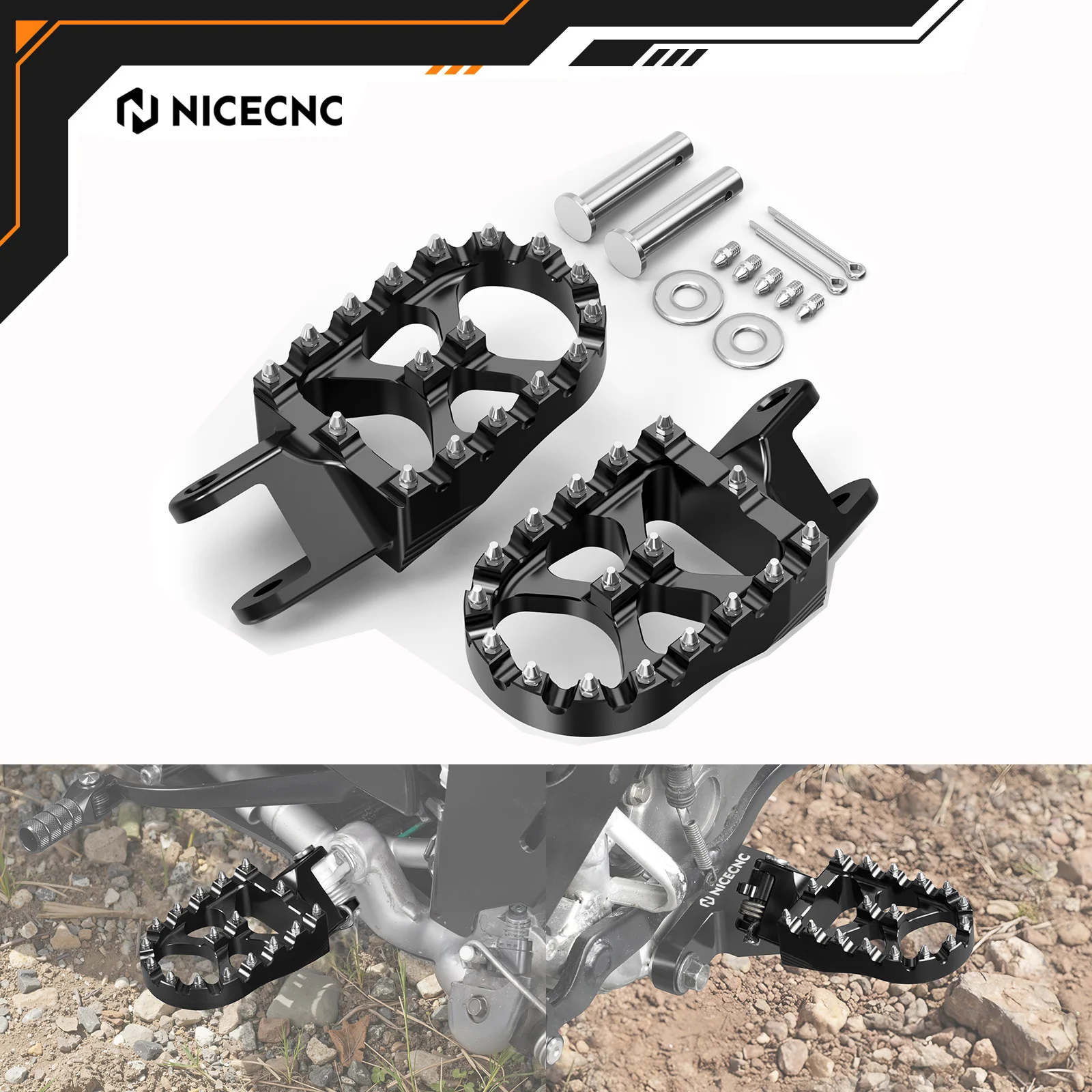 

NICECNC Foot Pegs Footpegs For Honda XR650L 1993-2025 XR650R 2000-2007 XR600R 1988-2000 XR250R XR400R CR85R CR80R CR80RB Expert