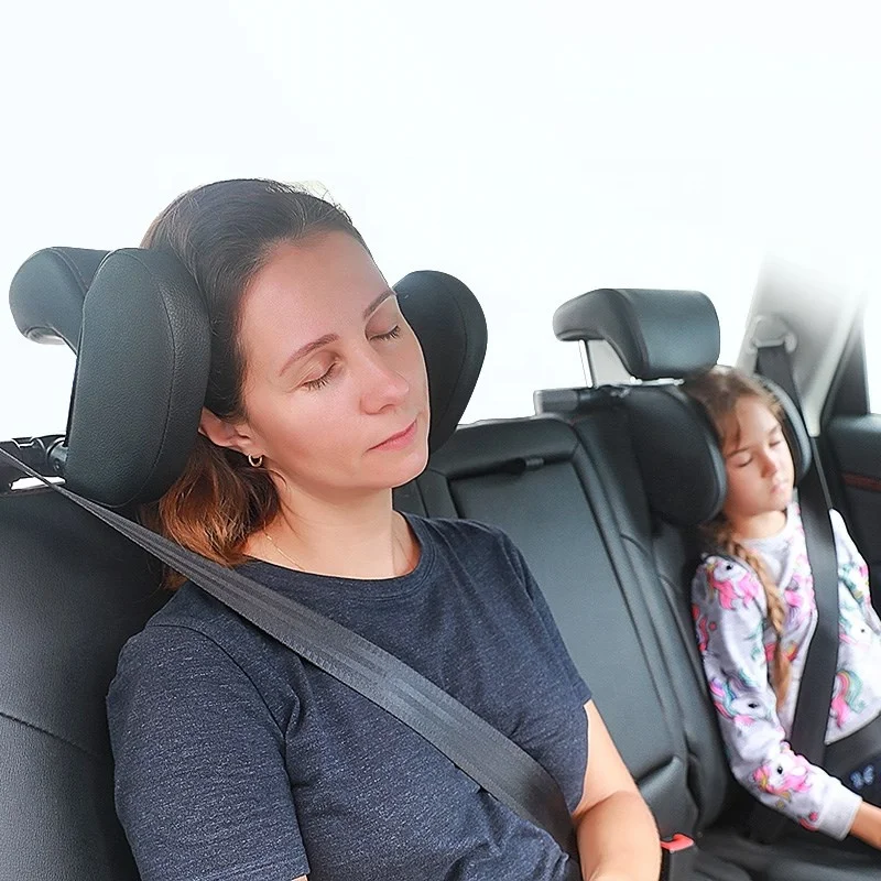 Leather Cover Adult Children Travel Sleep Pillow Convex Shape Memory Sponge Pillow Car Seat Headrest Positioner ABS  PVC view 4