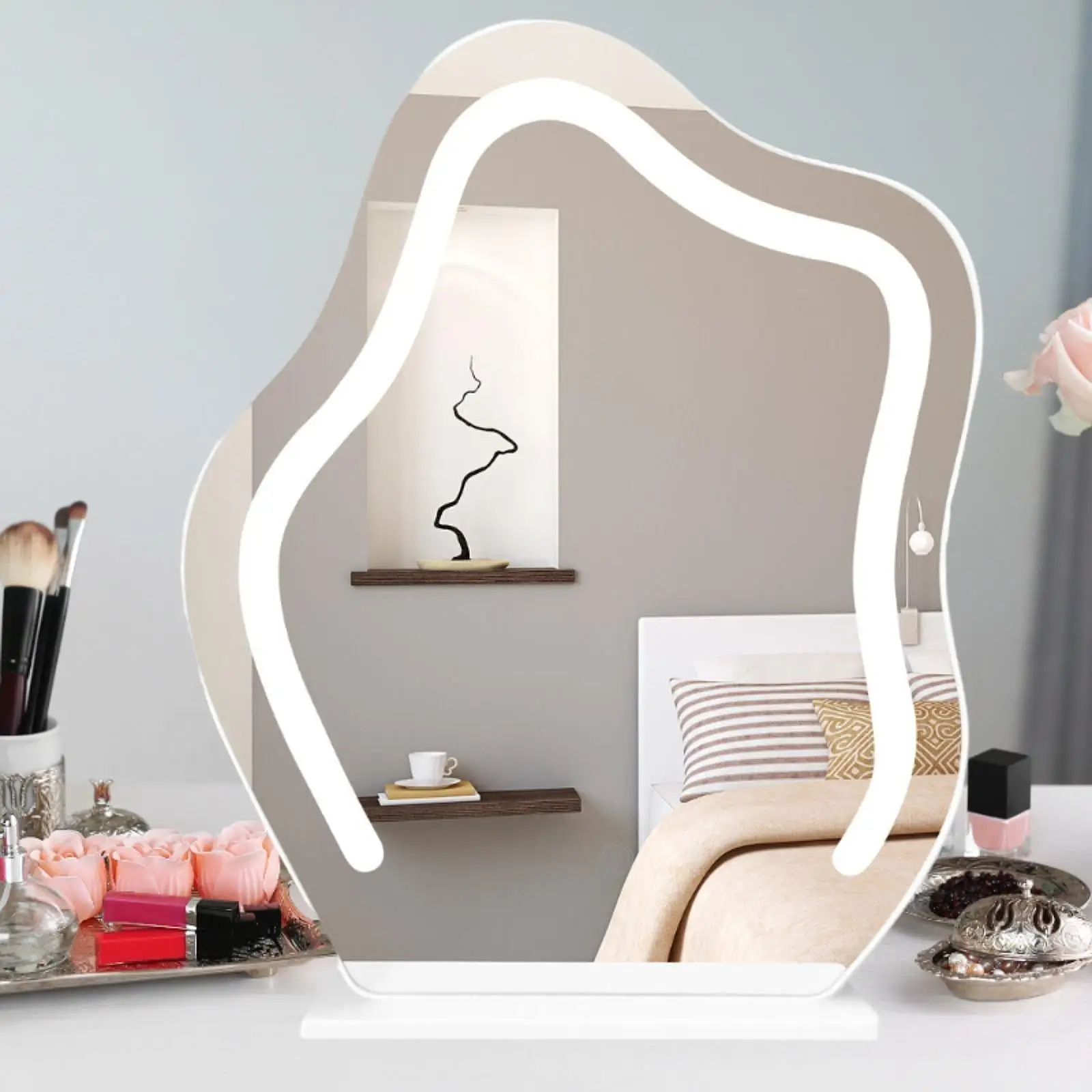 مرآة مكياج ذات 3 أوضاع ألوان لطاولة الزينة وغرفة النوم والفندق