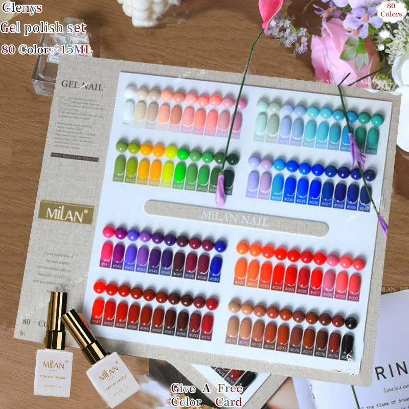 

Glenys 80 pieces * 15ml nail polish gel net red popular pure fairy color advanced whitening immersion gel nail salon varnish set