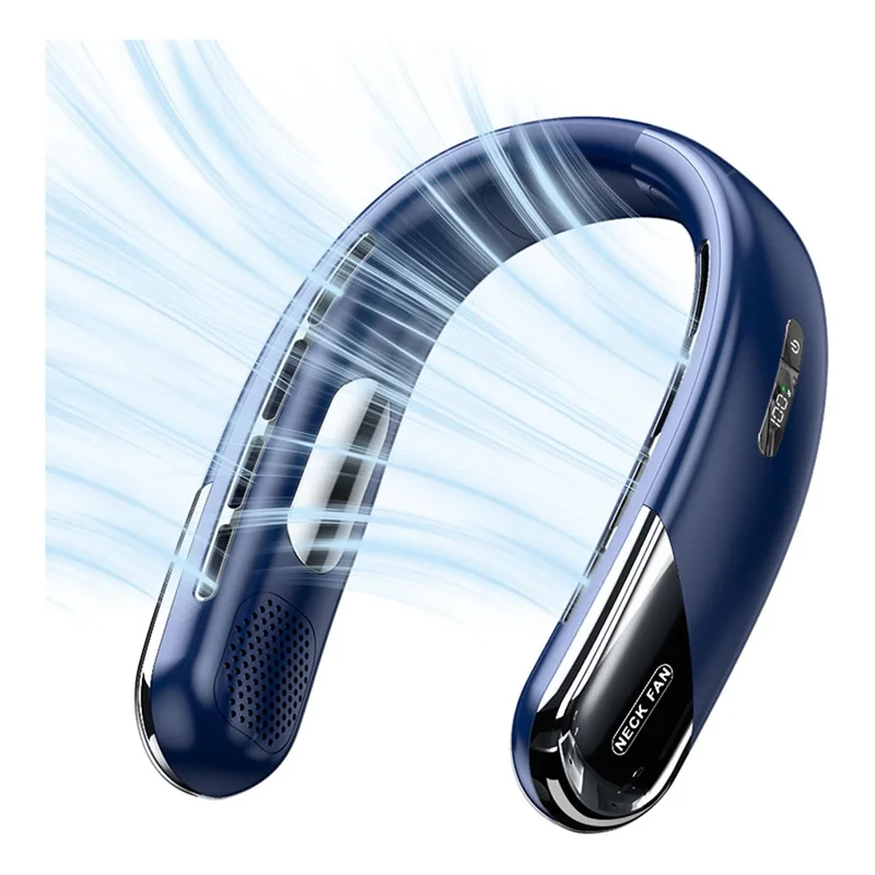 

ABRB-Mute Портативный USB-вентилятор для шеи 4000 мАч Безлопастной охлаждающий вентилятор для шеи Светодиодный цифровой дисплей 5-я передача Ветровые электрические вентиляторы