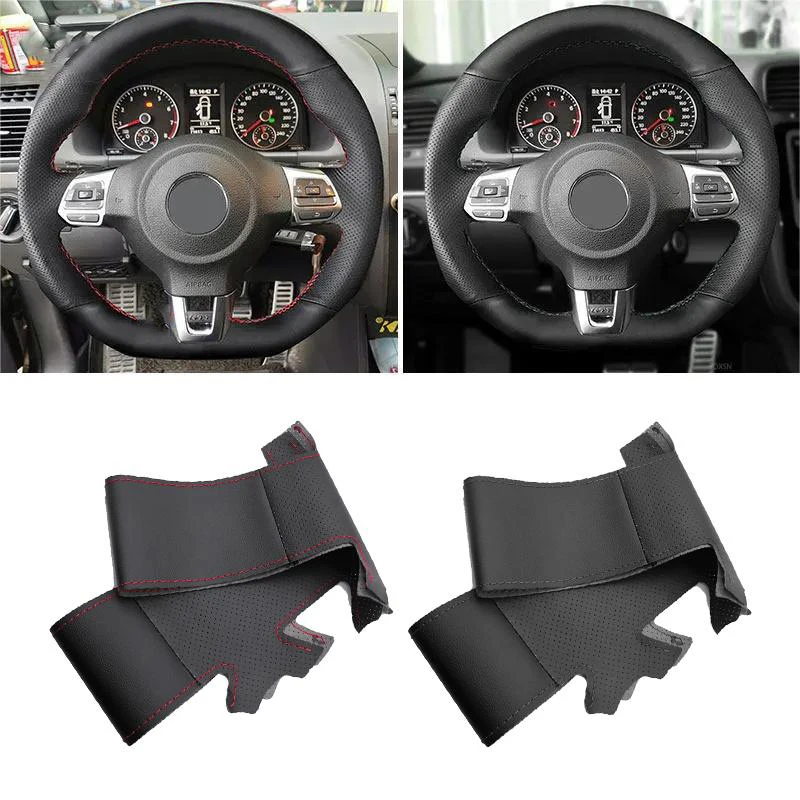 

Braids on Car Steering Wheel For Golf 6 (VI) GTI MK6 2009-2014 Polo GTI Scirocco R Passat CC Tiguan R-Line Leather Cover Trim