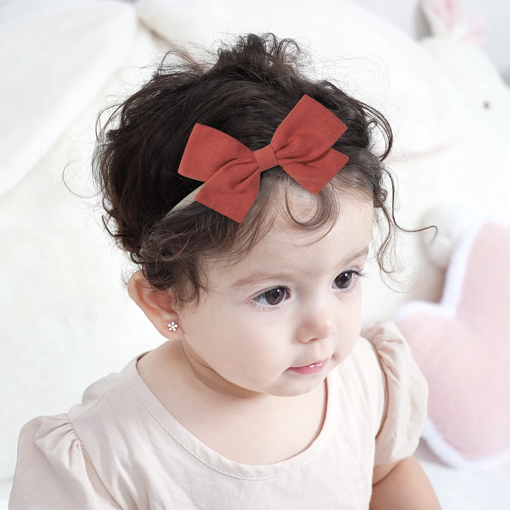 5Pcs/Set Cotton Baby Bows Headband Nylon Headbands Hair Bands for Children Girls Soft Hairband Toddler Newborn Hair Accessories