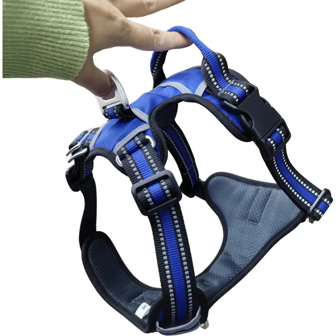 

Outdoor Reflective Adjustable Soft Padded Dog Oxford Vest Pet Chest Harness Collar and Leash