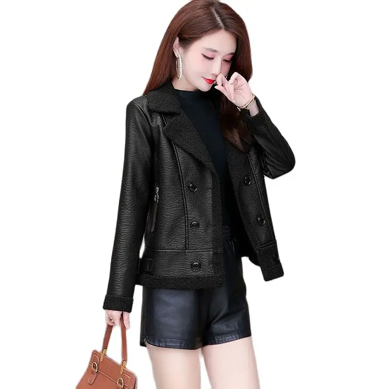 

Fleece Thick Leather Women's 2022 Autumn And Winter New Korean Version Of PU Fur One Short Imitation Lamb Fur Wome