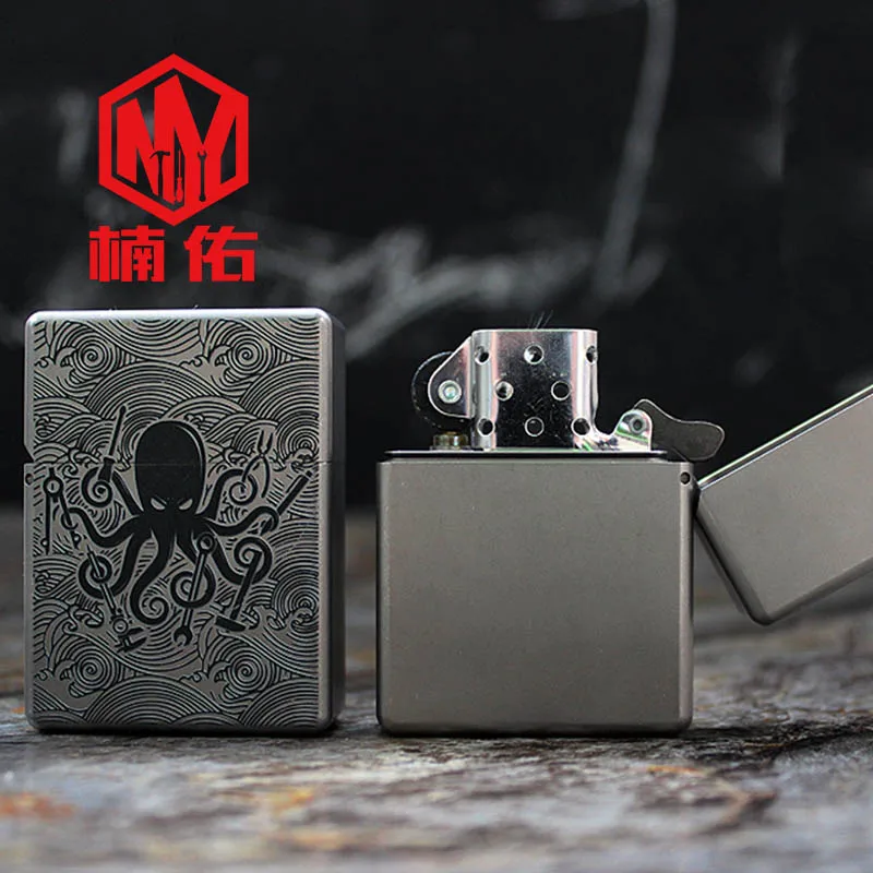 

1PC Titanium Alloy Kerosene Lighter Cigarette Lighter Cigar Windproof And Waterproof Outdoor Camping Lighter