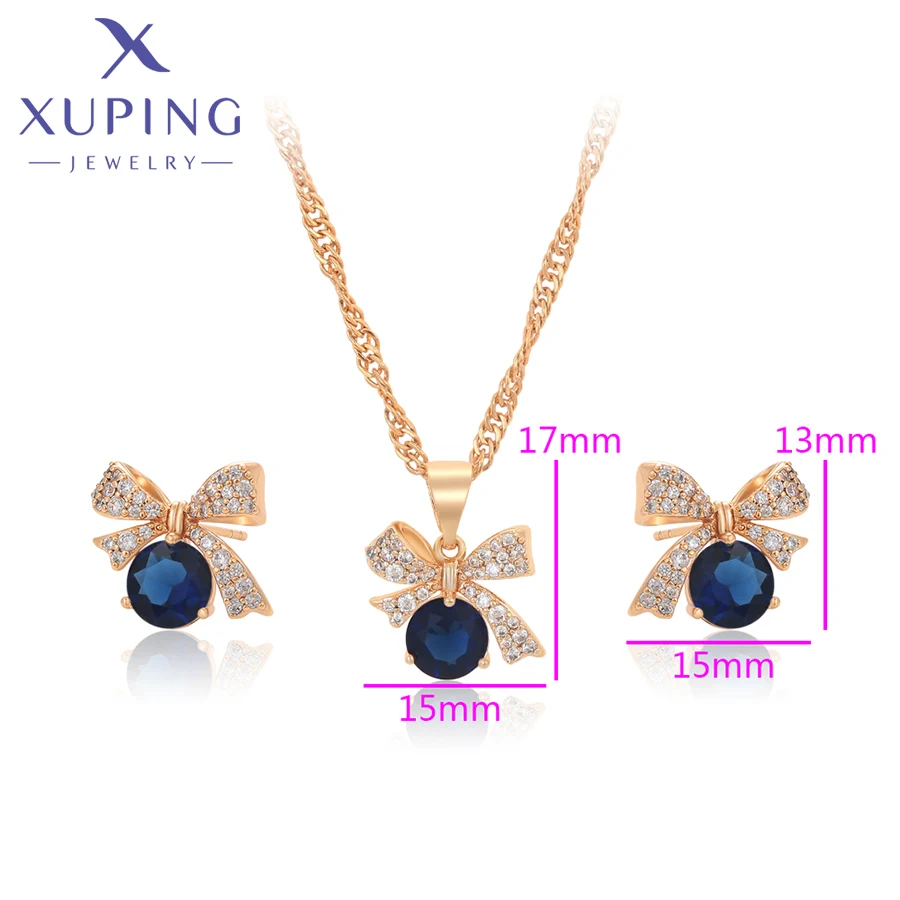 Xuping Jewelry Neu eingetroffen: Knotenförmiges goldfarbenes Ohrstecker- und Halsketten-Set für Damen, Party- und Geburtstagsgeschenk X001237881 – Detail 10