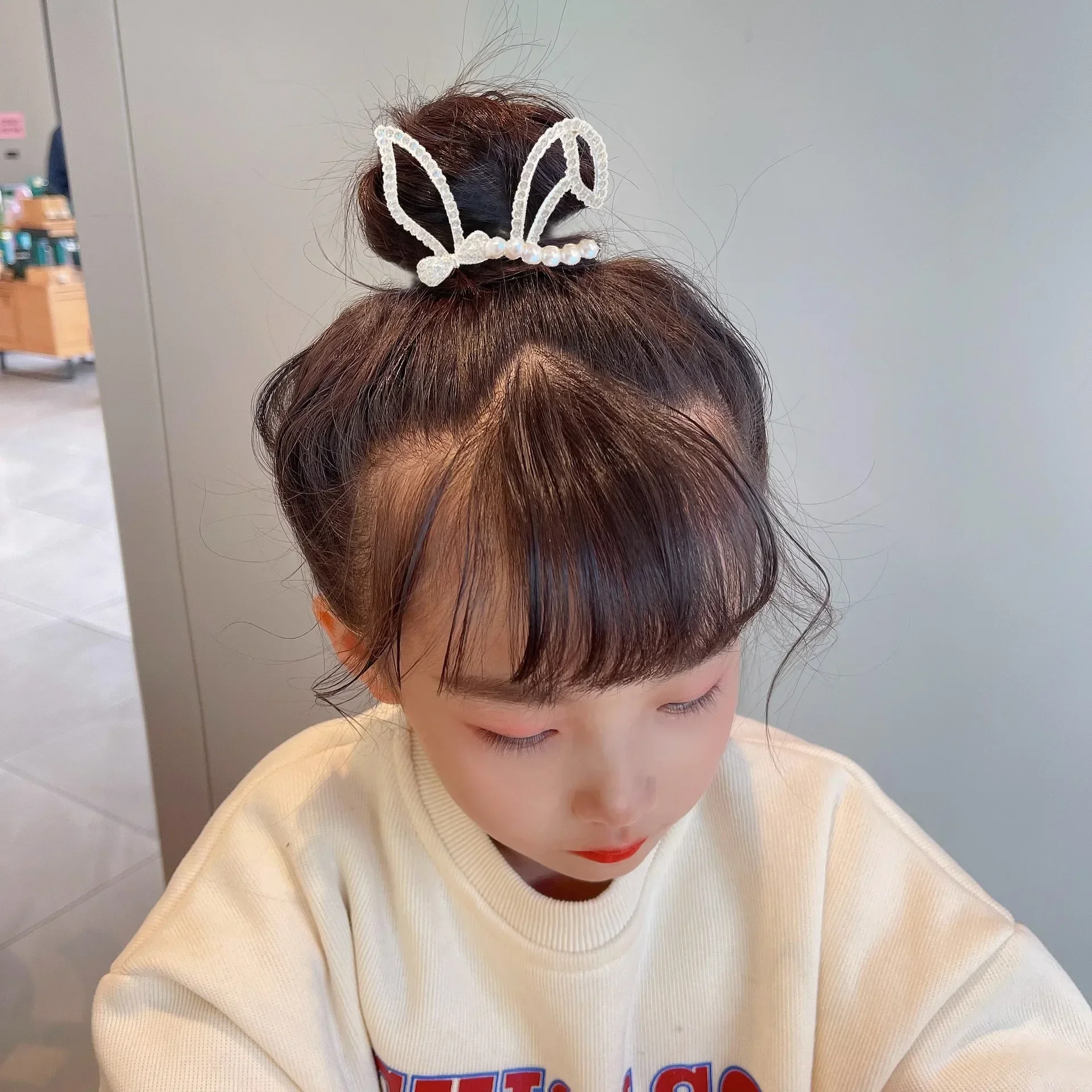 Shiny Angel Wing Animal Ears Baby Hair Clip, Elegant Tassel Pearl Hairpins, Ponytail Headband para Mulheres e Meninas, Kids Hair Accessories