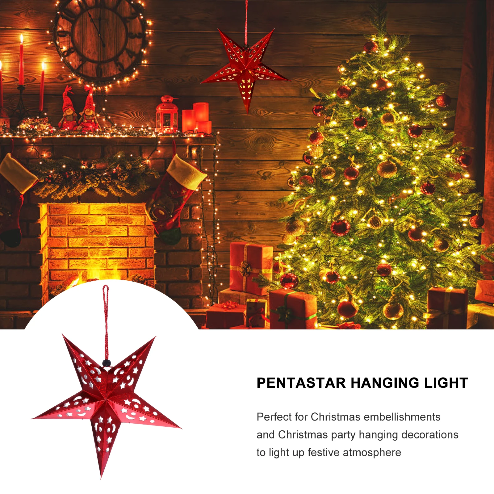 

Christmas Star Lights 50LED Xmas naments Hanging Decorative Paper Plastic Electronic DIY Supplies Festival Lighting