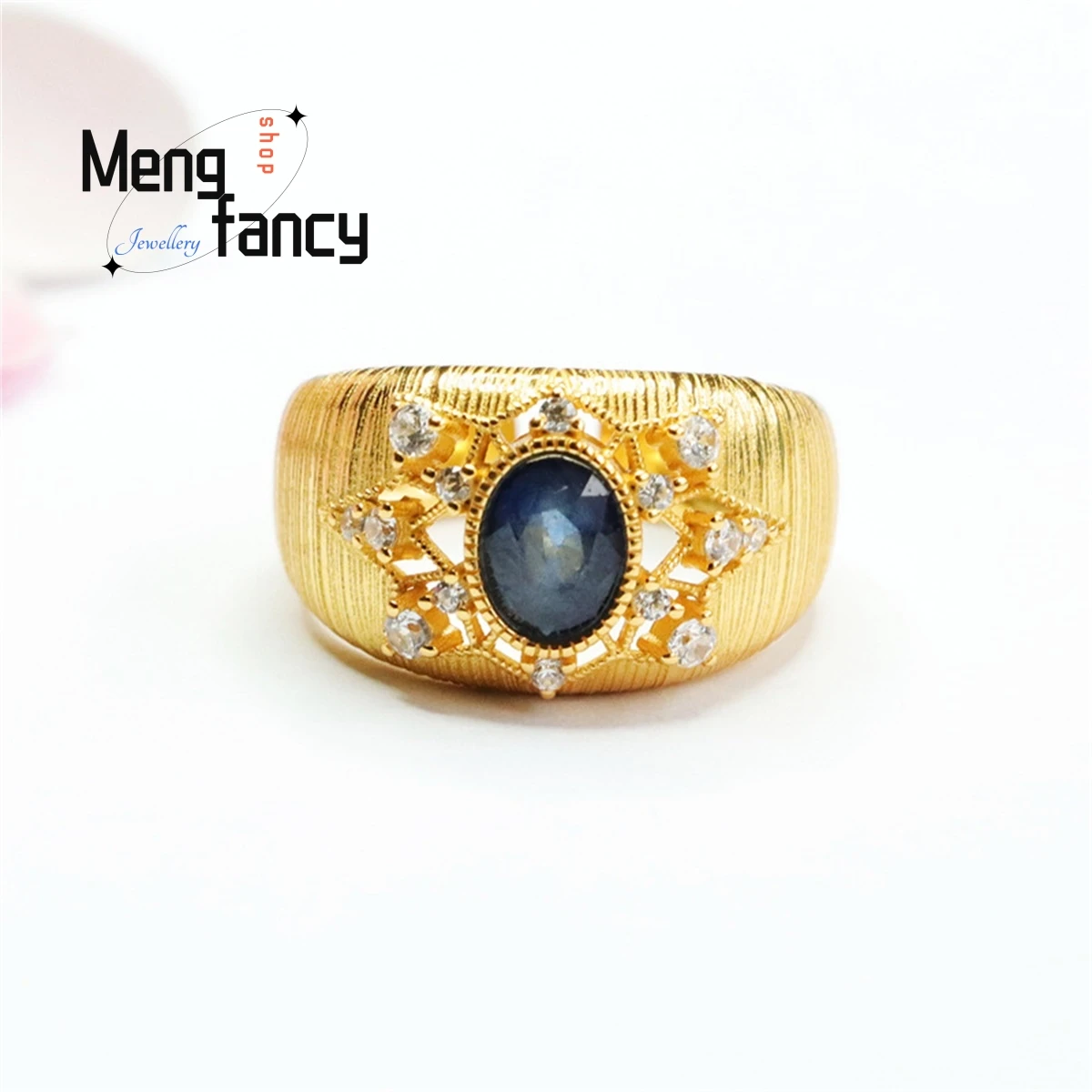 

Natural s925 Silver Inlaid Sapphire Hollowed Out Ring Charm Personalized Fashionable Versatile Exquisite Luxurious Noble Jewelry