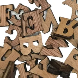 50PCS 15MM English Alphabet Letters Wood Number Wooden Household Decorative Mini Wood Ornaments Arts Crafts Letter Display