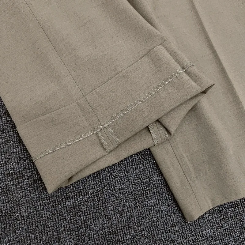 Jenny&Dave Fitting Suit Nordic Minimalist Pants Women High-quality Custom Wool Blend Color Straight Tube Blocking Loose Trousers