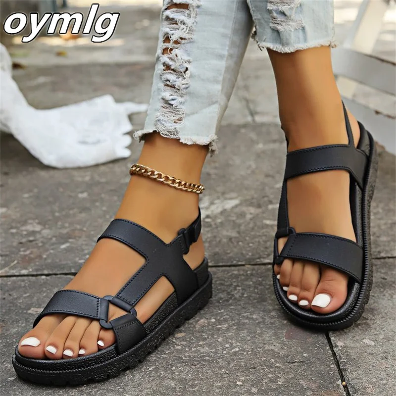 New Summer Roman Casual and Comfortable Thick Sole Beach Shoes for Women Outsiders, Soft Sole Sandals, and Fashionable Sandals