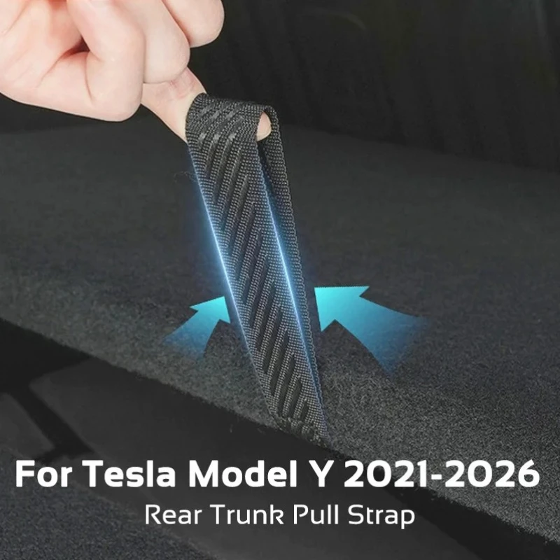 Easy installation 1pc/2pcs Rear Trunk Drawstring Lid Pull Strap For Tesla Model Y 2021-2026 Auto Accessories Draw Cord