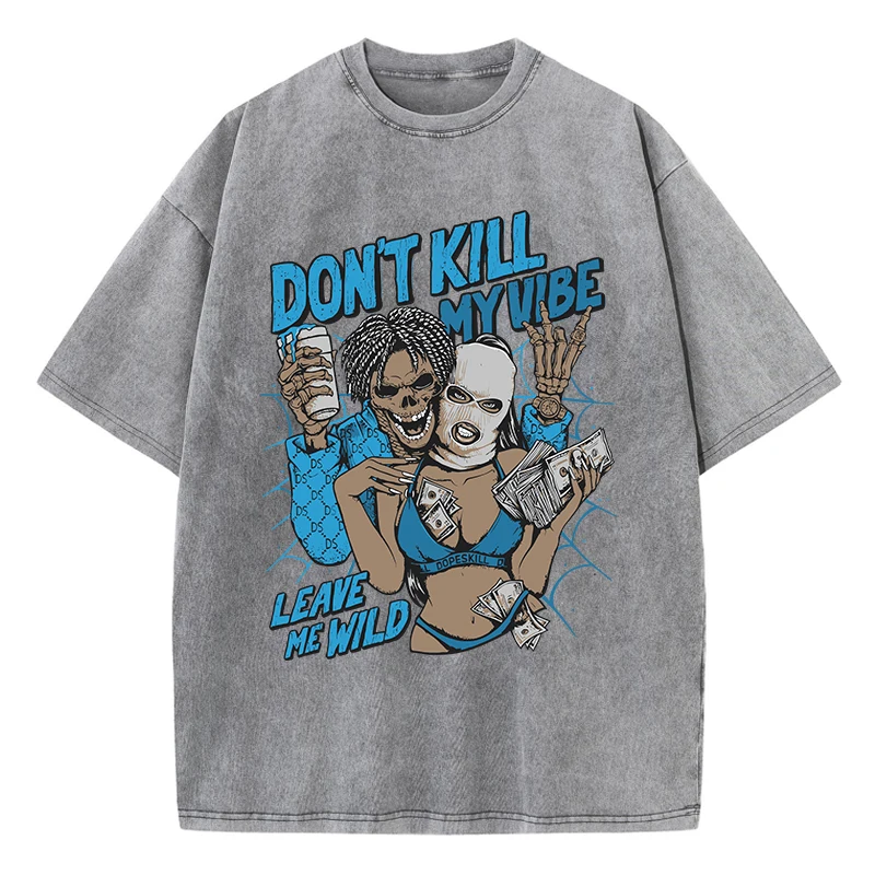 الشارع امرأة غسلها تي شيرت لا تقتل بلدي فيبي اتركني البرية طباعة قصيرة الأكمام مريحة القطن بلوزات كبيرة الحجم ملابس الصيف #3