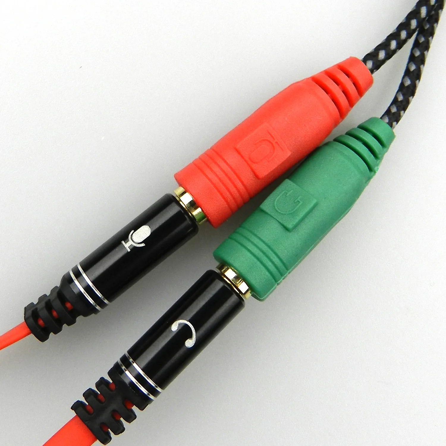 Conector de 3,5mm 1 en 2, divisor trenzado rojo y verde 1 macho a 2 adaptador hembra Dual, Cable de Audio para auriculares, adap