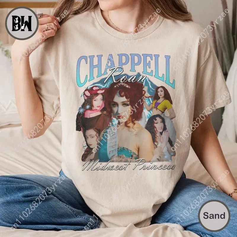 เสื้อยืด Chappell Roan Retro Wash สำหรับผู้ชายและผู้หญิง คุณภาพสูง สไตล์วินเทจ ผ้าฝ้าย แขนสั้น แฟชั่น เสื้อยืดนุ่ม ระบายอากาศได้ดี