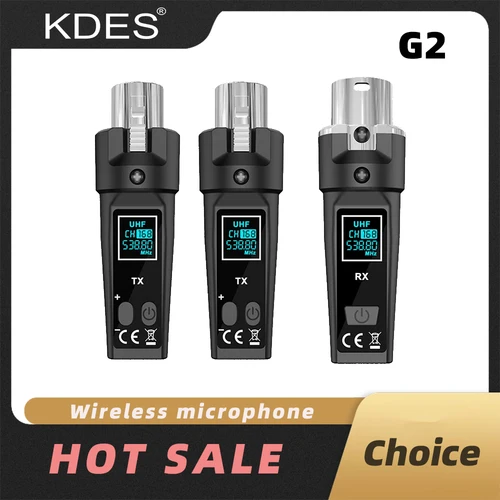 Imagen 1 del producto KDES G2 micrófono convertidor inalámbrico transmisor XLR y receptor de micrófono cancelación de ruido inteligente calidad de sonido clara