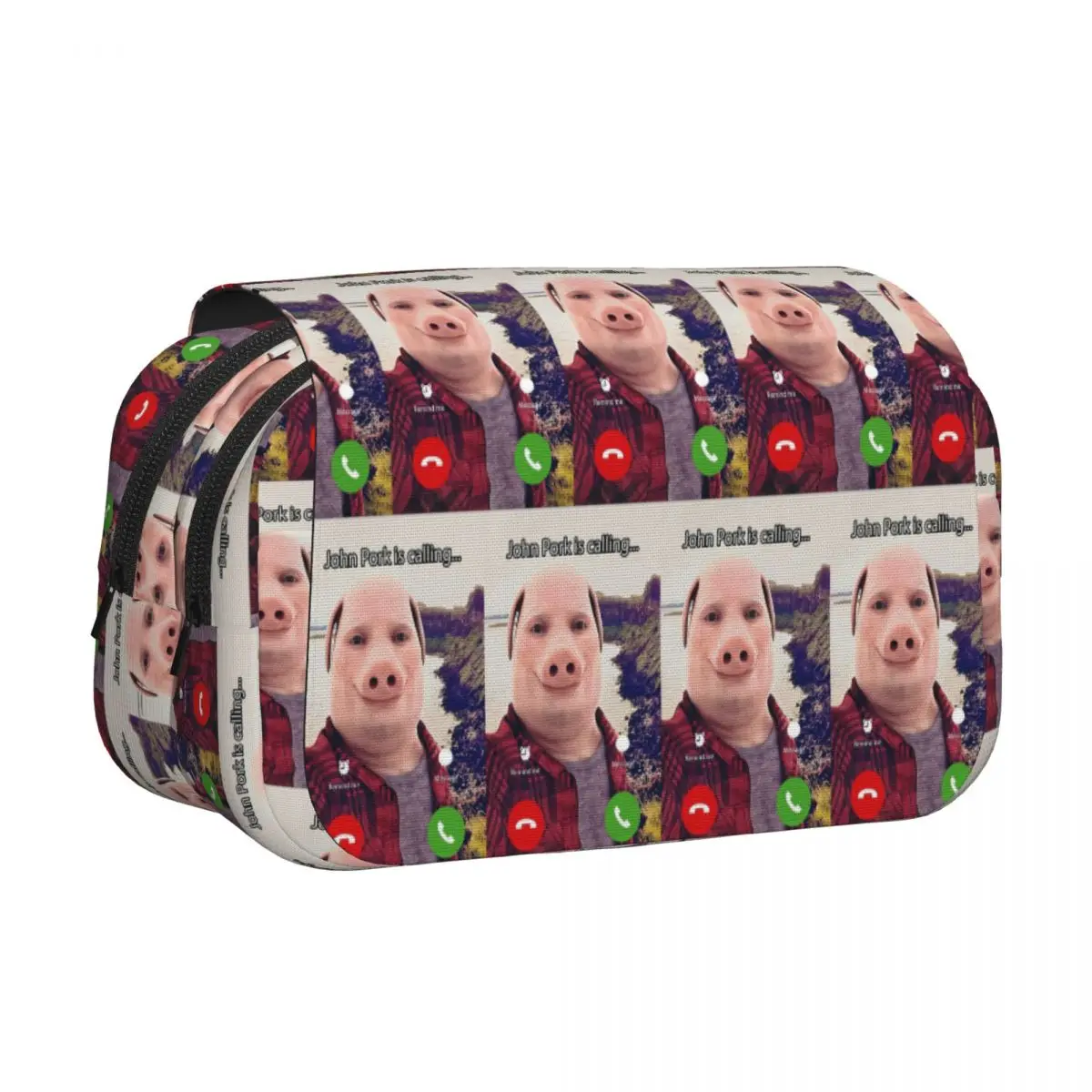 John Pork Is Calling Answer Call Phone Pencil Case Pencil Pouch Hard Shell LeatherLargeStorage Pen Box Pencil Bagfor Kids School