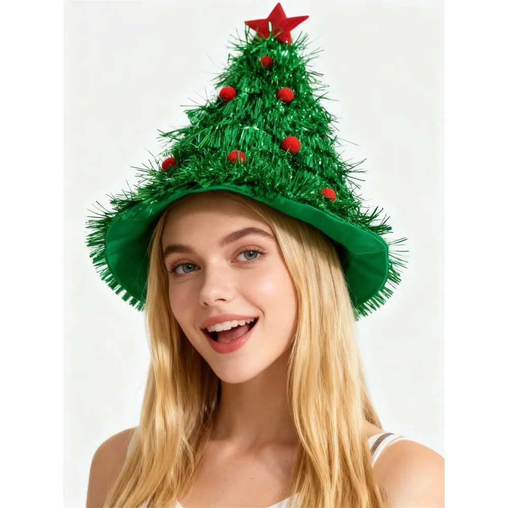 ที่คาดผมต้นคริสต์มาสสีเขียวประดับด้วยเส้นใยวิบวับสำหรับเด็กผู้หญิง รุ่นใหม่ล่าสุดจาก PESENAR ปี 2025 |   อุปกรณ์เสริมชุดแฟนซีสำหรับงานปาร์ตี้ ฉลองเทศกาลคริสต์มาส