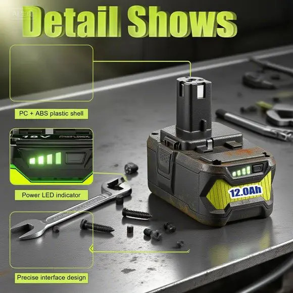 For RYOBI 18V P108 Battery One+ Plus Battery Volt Lithium-Ion Power Tools P104 P107 RB18L50 Real capacity, no false labeling