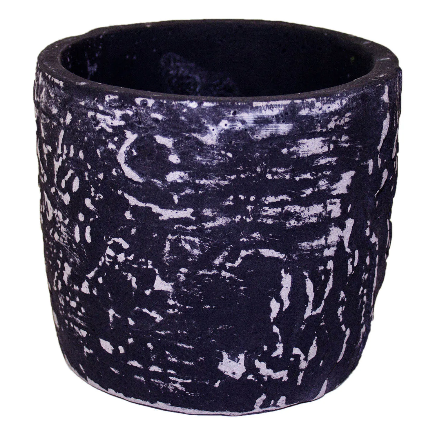 Tumbled concrete flower pot black 14x12 Cm