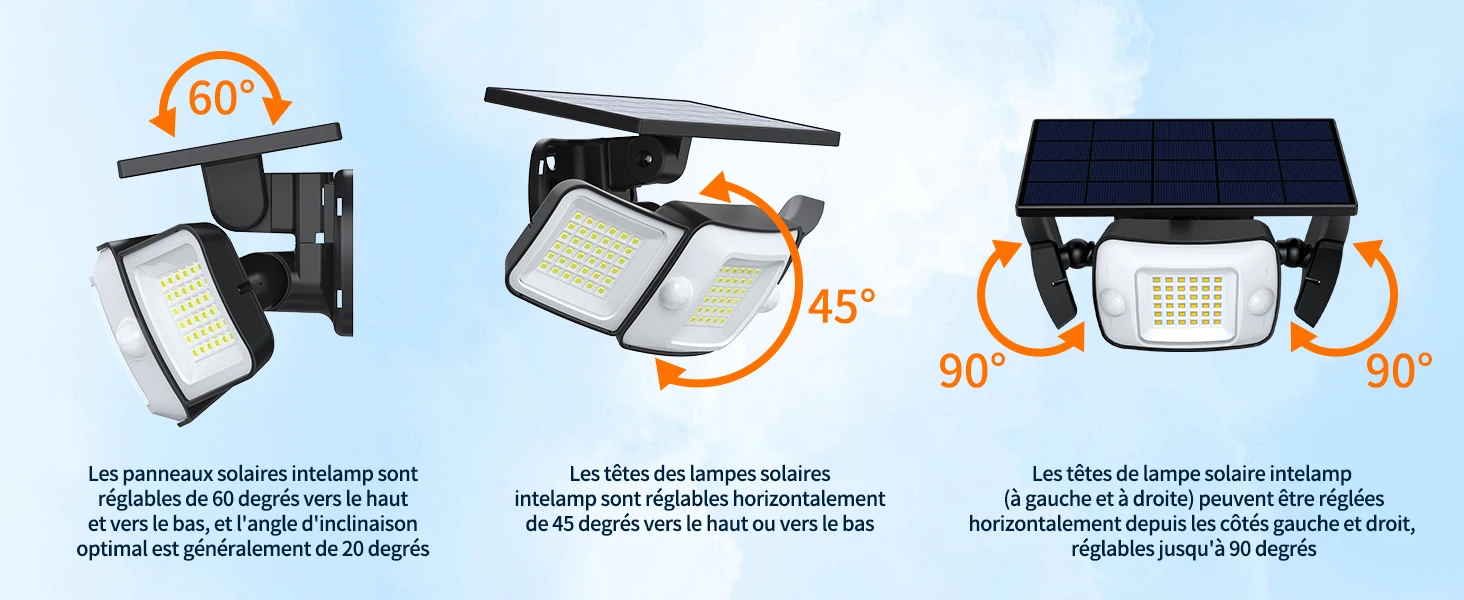 Intelamp Solar-Außenstrahler mit langer Batterielaufzeit (6000 mAh), größerem Solarpanel für schnelleres Laden, zwei Sensoren für breitere und längere Erfassung für Hof und Garage. – Detail 13