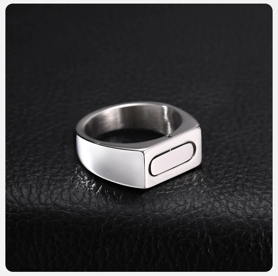 Vnox drehbarer Edelstahl-Spinner-Ring für Herren, geometrisches, quadratisches Fidget-Armband, silberfarben, für den täglichen Gebrauch, Schmuck, Geschenk, Größe 7–12. – Detail 6