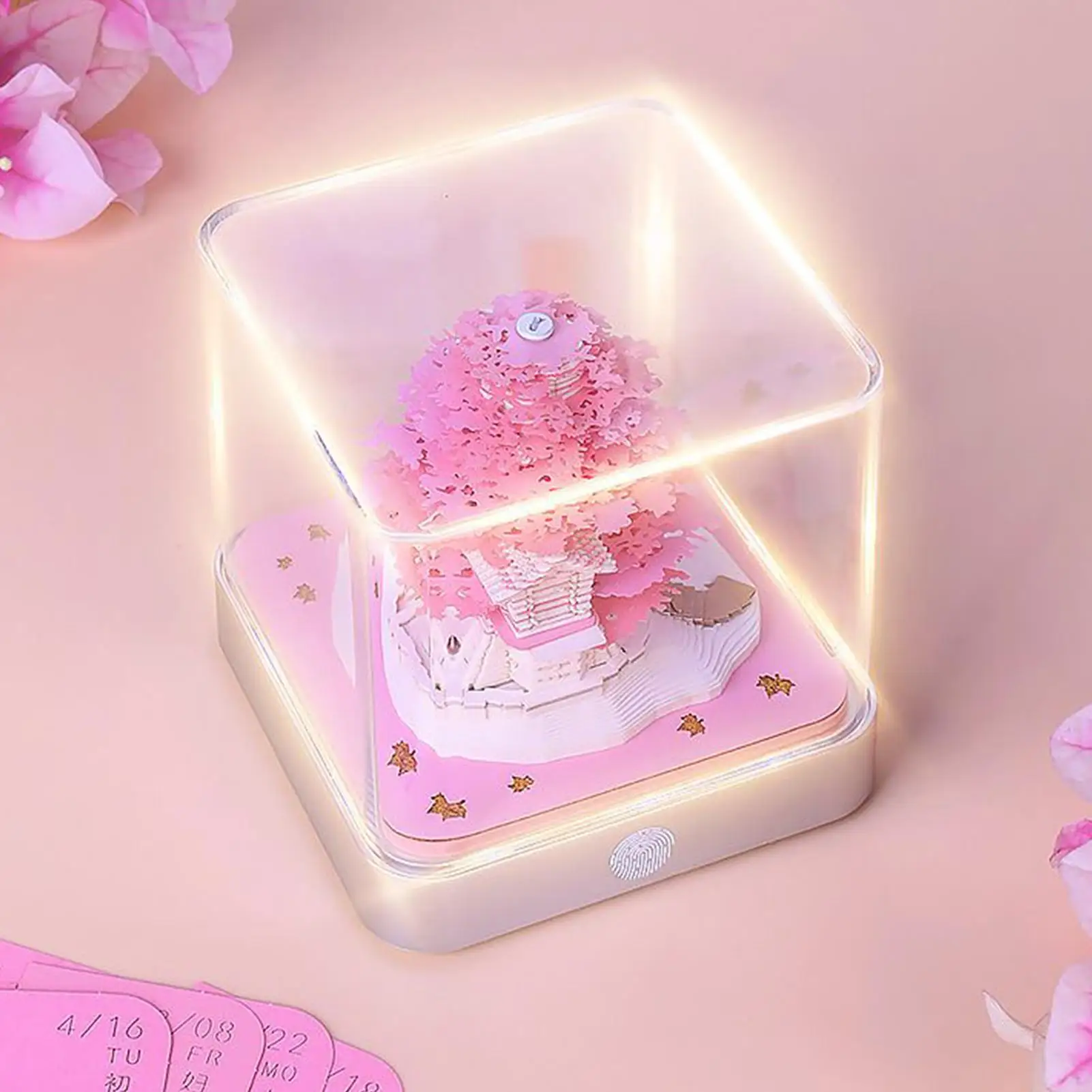 3D Calendar Flower Tear Away Notepad Calendar cherry tree creative 3D notepad house sculpture gift for Birthday Christmas