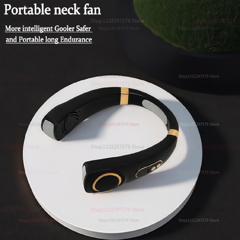  Noise-Reducing Neck Fan Portable USB Rechargeable Portable Blade LED Digital Battery Display Summer Sports Cooling Good Stuff 