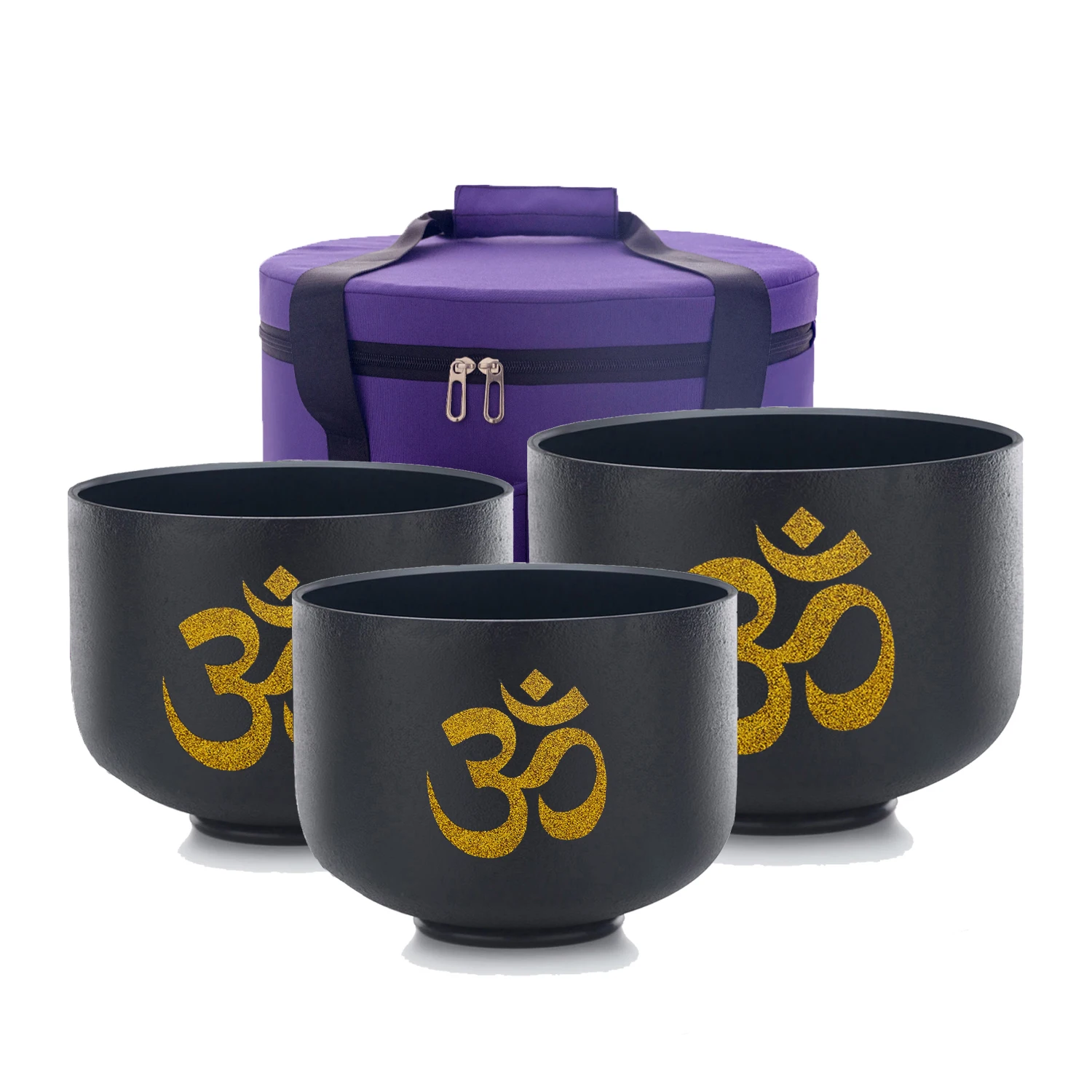 

Hye-eun 3 шт. 440 Гц/432 Гц OM дизайн черный кварц матовый кристалл поющая чаша набор для энергетического исцеления медитации звуковые миски