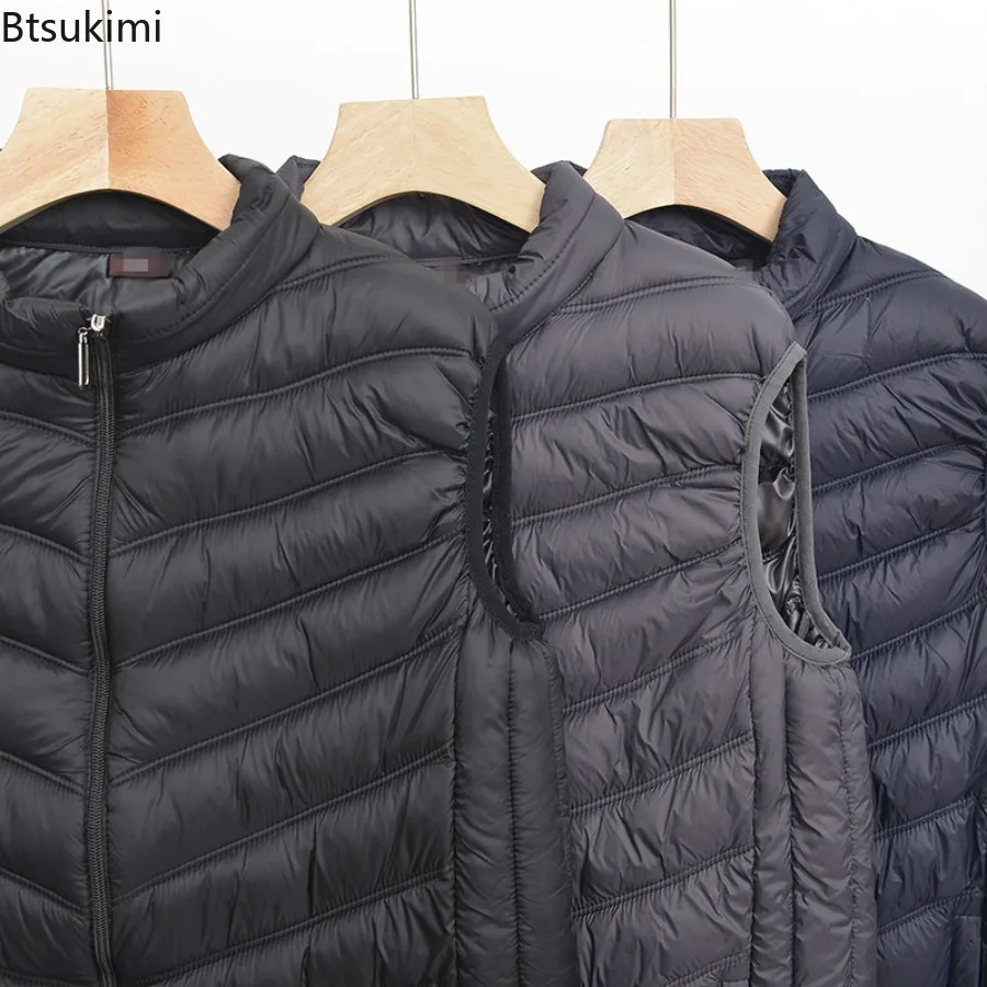 Men's Winter Cotton Jacket Vest Spot No Hooded Warm Casual Black Loose Three-dimensional Patch Pocket Stand Collar Solid Zipper