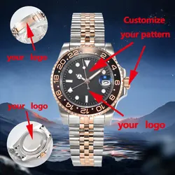 NH34 Watch Customizable Luxury Mechanical Automatic Men's Watch Customization GMT Watch NH34 Movement Watch with Glow Date Watch