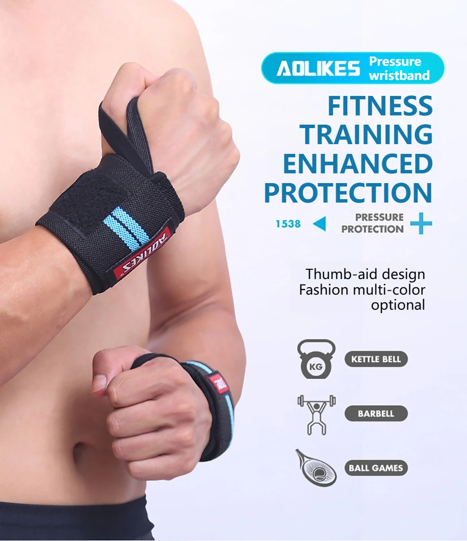 AOLIKES Fitness Handgelenkbandagen Gewichtheben Gym Handgelenkstützen Cross-Training Gepolsterte Daumenbandage Krafttraining Handunterstützung Handgelenkband – Detail 3