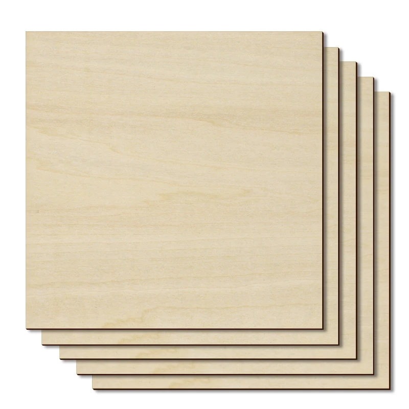 5Pcs DIY Polar Board for Crafts-12 X12 X 1/8 Inch- 3mm Thick Plywood Sheets with Smooth Surfaces-Unfinished Squares Wood Piecess