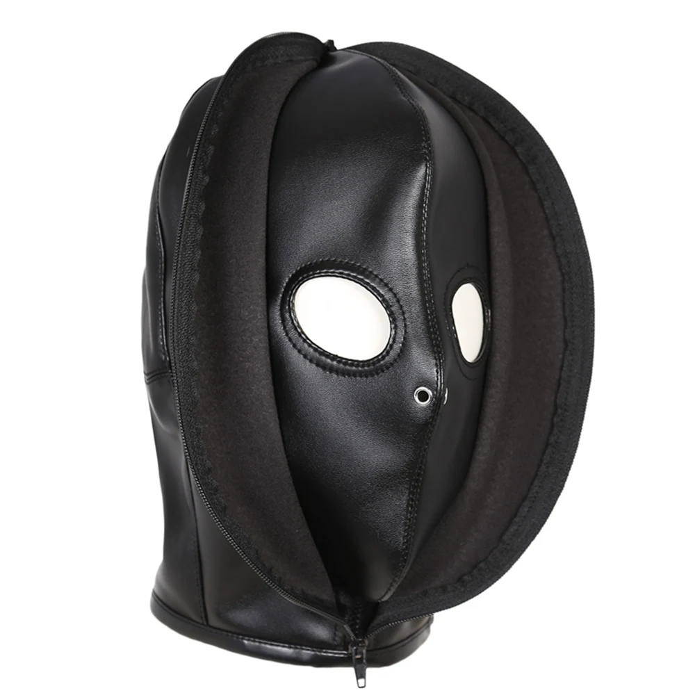 Men Sexy Multifunctional Headgear Halloween Cosplay Leather Party Mask Full Cover Hood Mask Removable Blindfold Mask Accessories