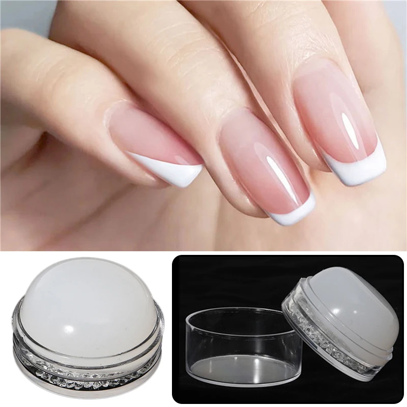 Cream Diamond Nail Stamper with Jelly Silicone Stamp for French Nails Manicuring Kit Nail Art Stamping Tool Nail Stamping Plates