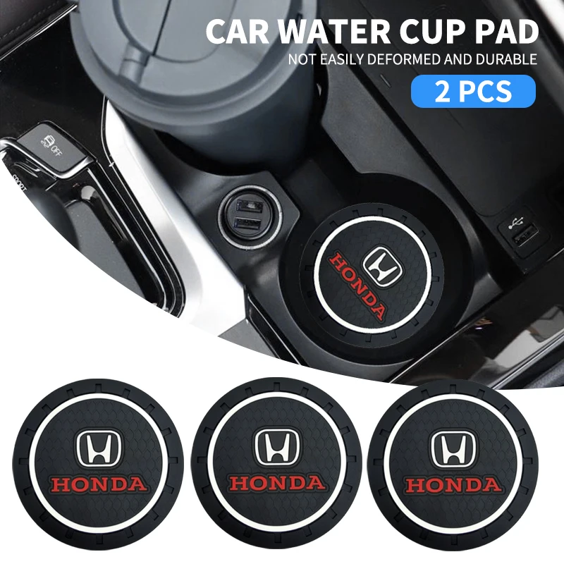 1/2Pcs Car Coaster PVC Cars Water Cup Mat Anti Slip Pad Accessories For Honda Civic Fit Jazz Accord Pilot CRV Odyssey Passport