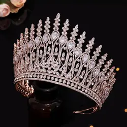Quinceanera Gold Cz Bride Bulk Gold Wedding Crown Tiaras Height 10cm for Adults Girls