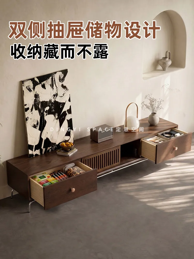 Solid wood floor cabinet storage and storage integrated new living room TV cabinet