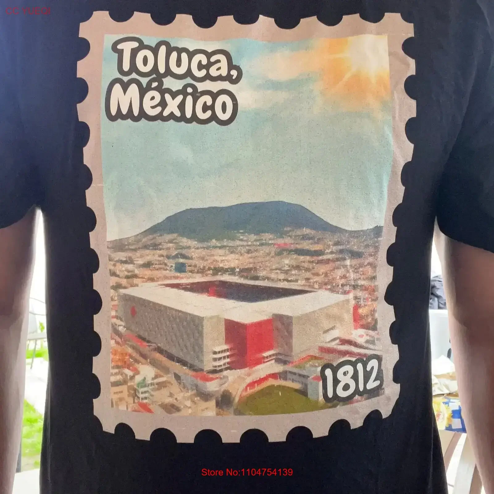 Camiseta con estampado de sellos postales de Toluca, México, estilo vintage, lavada, elástica, con gráfico elegante, ligeramente cómoda, informal, versátil, unisex