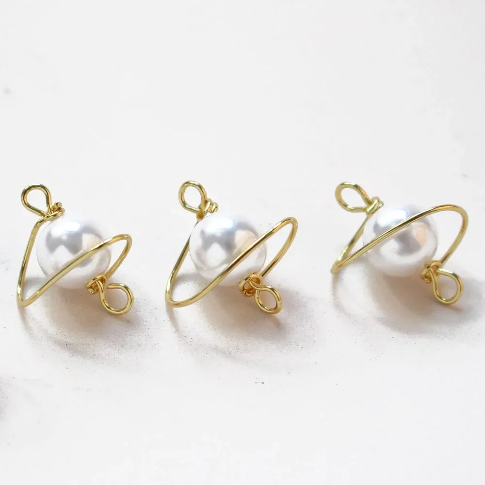 4PCS 18K Gold Plated Imitation Pearl Pendant Diy Earrings Making Connectors Jewelry Findings Components Material Accessories