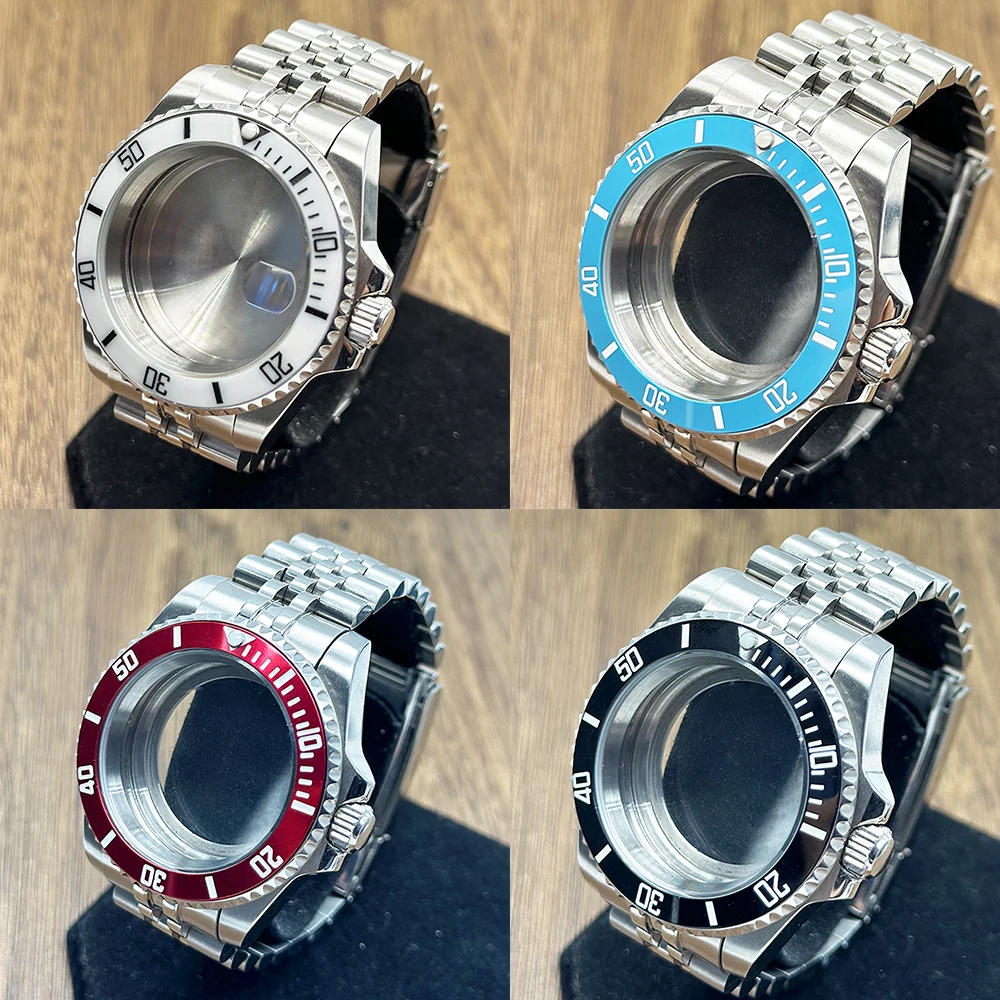 41mm-シルバー-316l-ケース、sub-セラミックベゼル、オイスターチェーン、サファイアガラス付き、nh34-nh35-8215-2836-ムーブメント対応